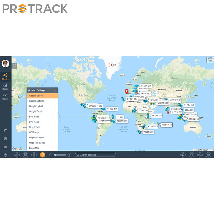 Online platforma pro sledování GPS systému pro flotilu